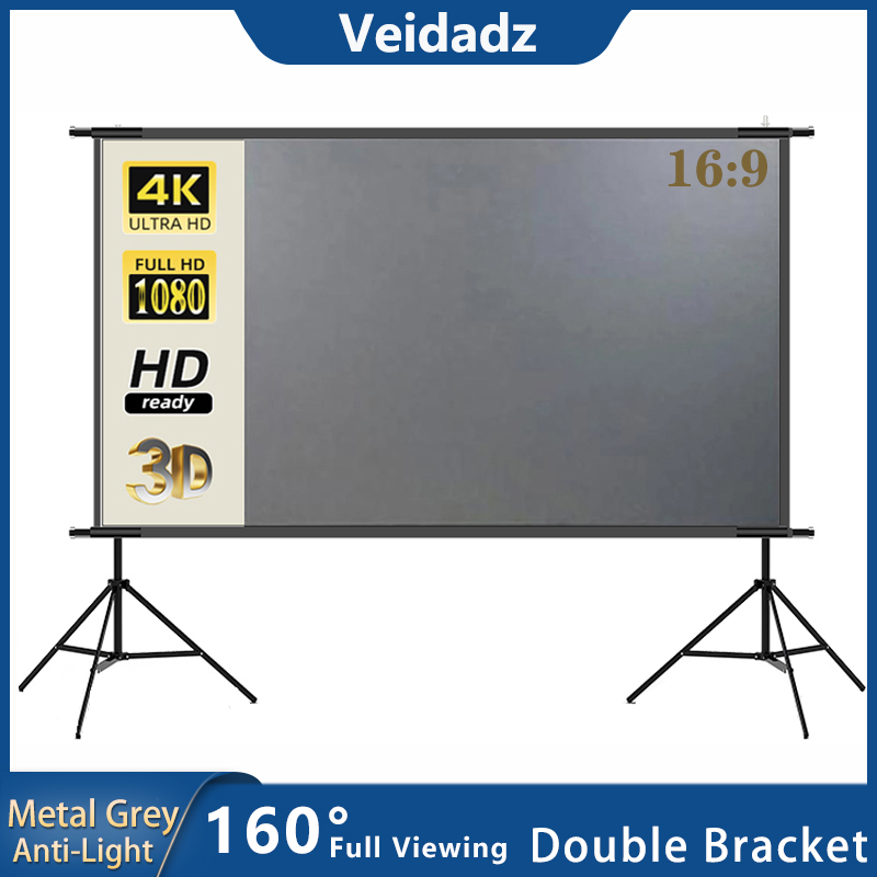 Projector Screen 100 Inch - VEIDADZ Projector Screen With Stand 16:9