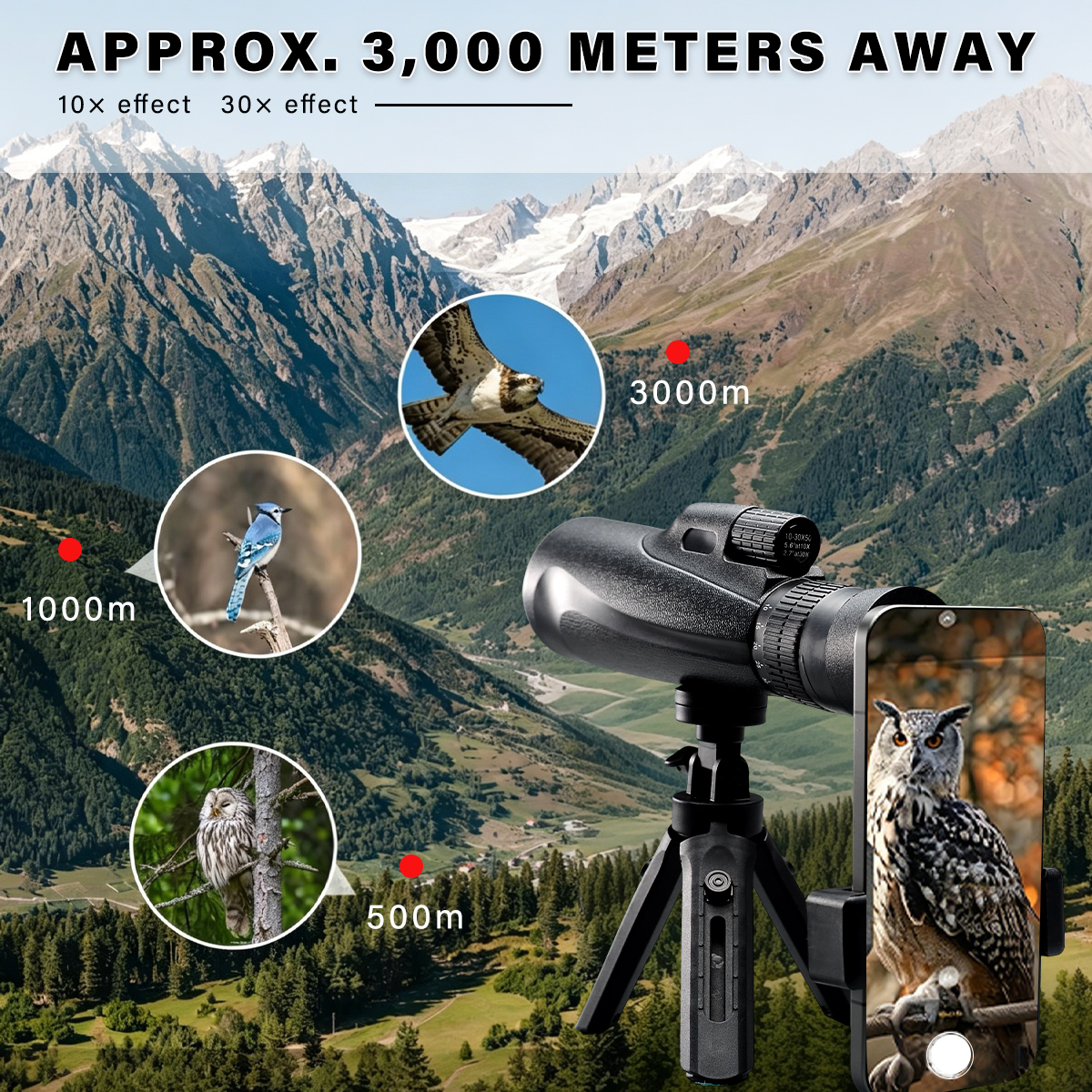 Home Cinema Center - 10-30x50 Monoculars Telescope Zoom Bak4 Prism