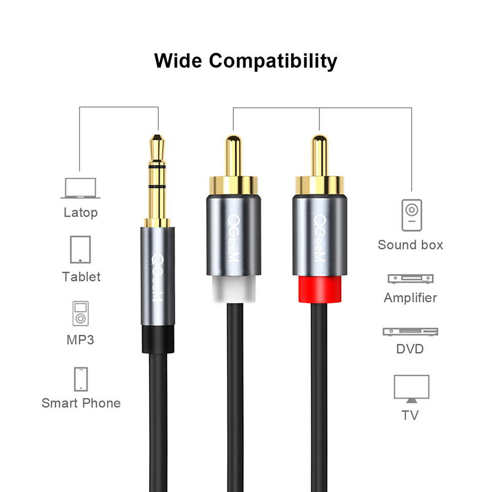 QGeeM RCA Cable 2RCA to 3.5 Au - Home Cinema Solution incelemesi ve fiyatı