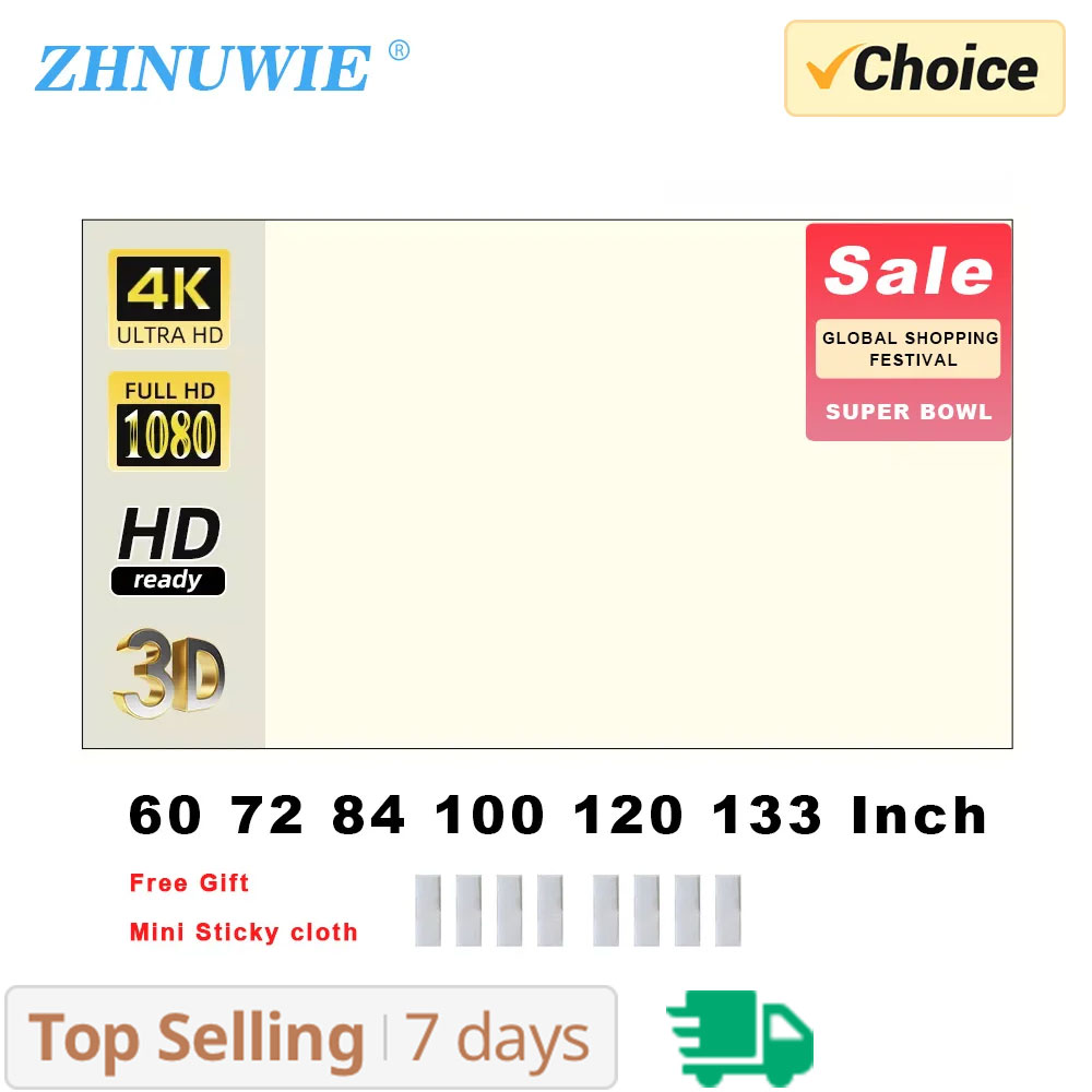 ZHNUWIE Projector Screen White - Projector Screen 100 Inch incelemesi ve fiyatı