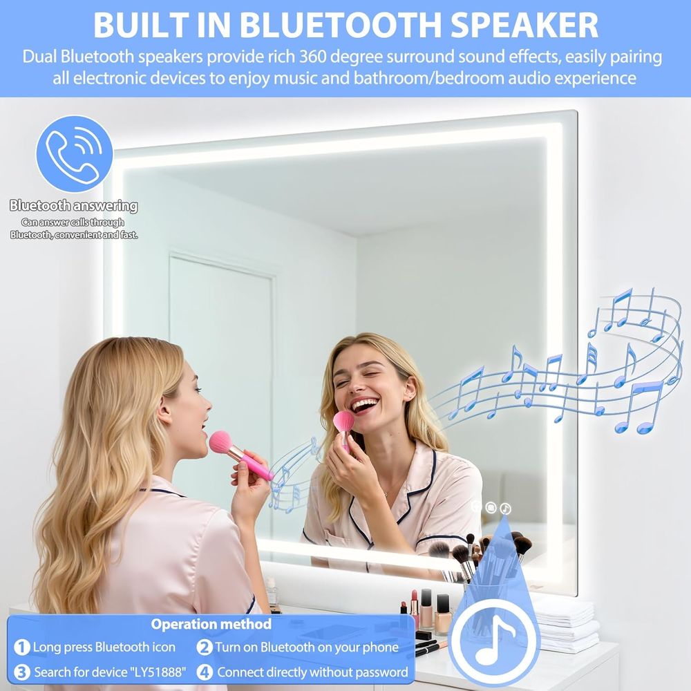 Wall-Mounted LED Vanity Mirror - Wall Mount Speaker incelemesi ve fiyatı