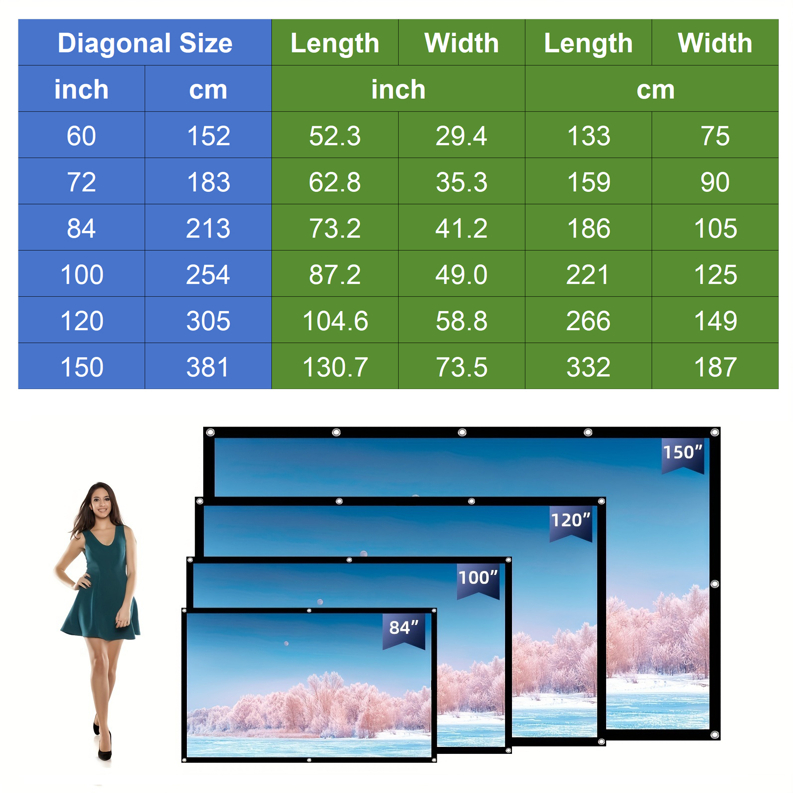 60 72 100 120 150 Inch 16:9 Po - Projector Screen 100 Inch incelemesi ve fiyatı